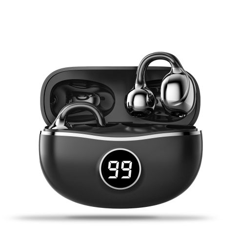 Bolizma Purple Wireless Open Ear Earbuds with Bluetooth, Air Clip-on Design, Lightweight Comfort, Stable Fit Open Ear Bluetooth Earphones, Built-in Mic, 50H Play