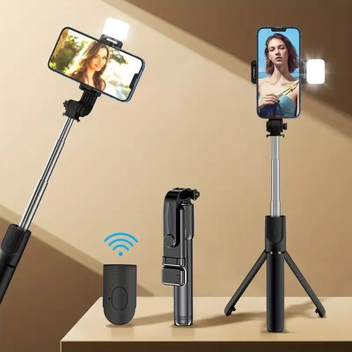 Bluetooth Selfie Stick Tripod +Fill Light & Shutter Remote-70cm
