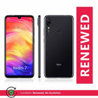 Renewed Xiaomi Redmi 7 Smartphone, Android system, 6.26" Display (19:9Waterdrop Display), 3 Cameras 12+8 million pixel rear camera, 6GB RAM+128GB ROM , Adreno506 725MHz, 4000 mAh Battery, Dual Sim, Black