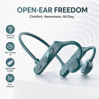 K69 Bluetooth Headphones, Open-Ear Neckband Stereo Headset with Bone Conduction Technology, Wired & Wireless Earbuds for Business & Sports-Green