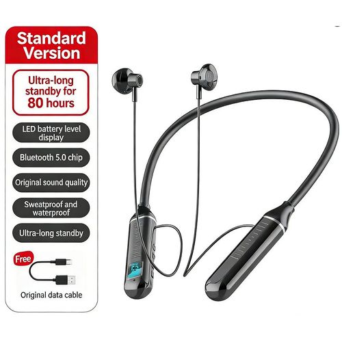 Excellent quality New Sport Neckband Earphone Wireless Bluetooth Headphone Extra Long Standby Stereo Noise Reduction Earplug Sports Headphones With Digital Display And Microphone