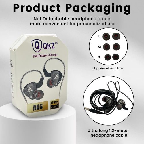 Qkz ak6 gaming earbuds with microphone, universal 3.5mm HiFi sports in-ear headphones