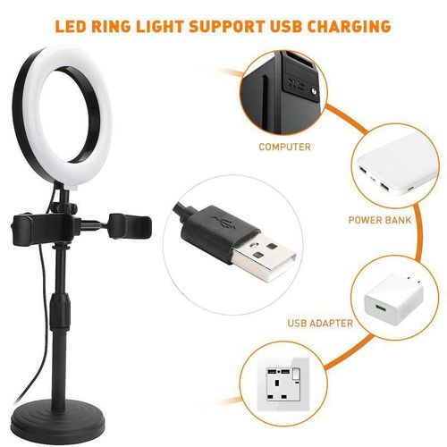 ARHANORY 6 " Ring Light Phone Stand Fill Light Phone Holder - 3 Color, USB Powered