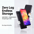 Renewed Xiaomi Redmi 7 Smartphone, Android system, 6.26" Display (19:9Waterdrop Display), 3 Cameras 12+8 million pixel rear camera, 6GB RAM+128GB ROM , Adreno506 725MHz, 4000 mAh Battery, Dual Sim, Black
