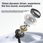 Yellow wireless neck-mounted Bluetooth headphones with ultra-long battery life, memory card slot for karaoké, and high-definition audio for call transmission.