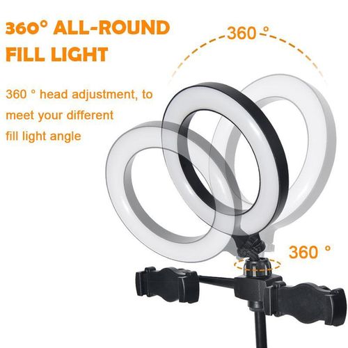 ARHANORY 6 " Ring Light Phone Stand Fill Light Phone Holder - 3 Color, USB Powered