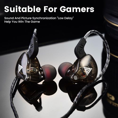 Qkz ak6 gaming earbuds with microphone, universal 3.5mm HiFi sports in-ear headphones